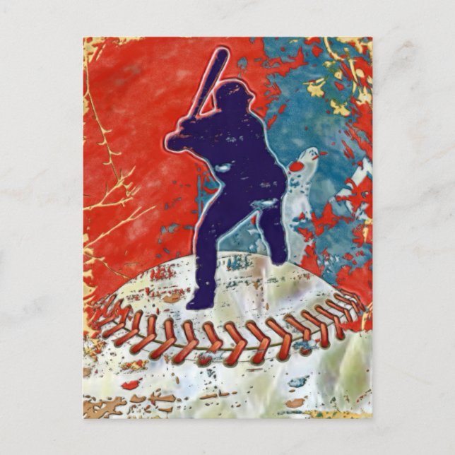 Cartão Postal Estilo Grunge Design de Baseball (Frente)