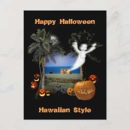Cartão Postal Estilo Hawaiano Feliz de Halloween