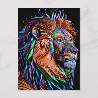 Cartão Postal Estilo Mágico de Enfileiramento de Papel Lion, Art