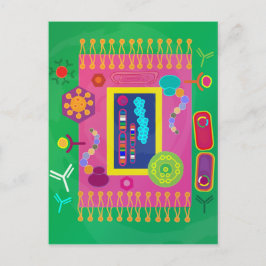 Cartão Postal estilo Matisse de Biologia de Células abstrato