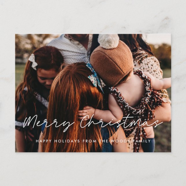 Cartão Postal Estilo Moderno Feliz Foto da Família de Natal (Frente)