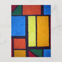 Cartão Postal Estilo Mondrial Abstrato Azul Verde Laranja
