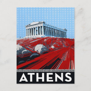 Cartão Postal Estilo Ousado de Arte Pop Atenas Partenon Grécia