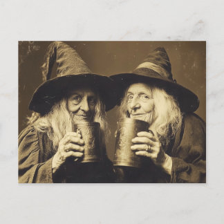 Cartão Postal Estilo retrato da Bruxa Vitoriana Sepia 10