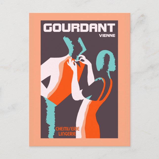 Cartão Postal Estilo retrô Art Deco — moda francesa (Frente)
