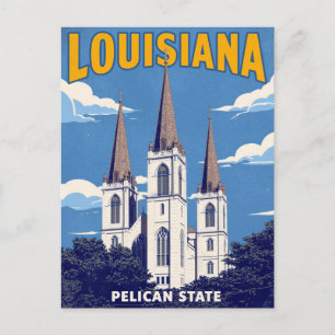 Cartão Postal Estilo Retro Vintage Catedral de St. Louis Louisia