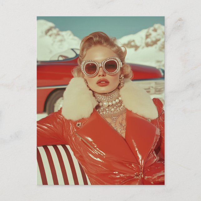 Cartão Postal Estilo retrógrado de inverno na configuração alpin (Frente)