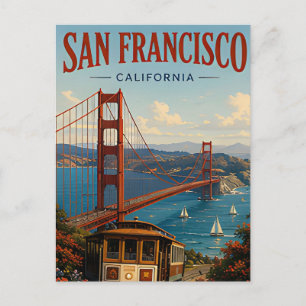 Cartão Postal ❤️ Estilo Skyline do Golden Gate de São Francisco