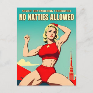 Cartão Postal Estilo Soviético Vintage Divertido Humor de Múscul