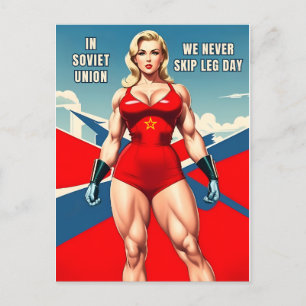 Cartão Postal Estilo Soviético Vintage Divertido Humor de Múscul