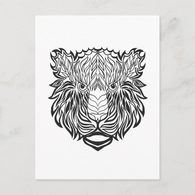 Cartão Postal Estilo Tigre Cabeça (Frente)