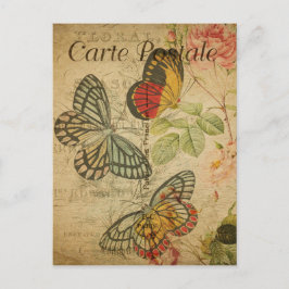 Cartão Postal Estilo Vintage Borboletas Cartaz Francês Postale
