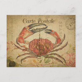 Cartão Postal Estilo Vintage Caranguejo Francês Postale