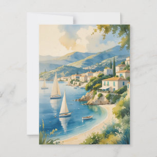 Cartão Postal Estilo Vintage Cote D'Azur Viagem francês