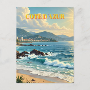 Cartão Postal Estilo Vintage Cote D'Azur Viagens Francesas