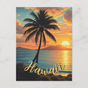 Cartão Postal Estilo Vintage na costa Viagem Havaiana Sunset