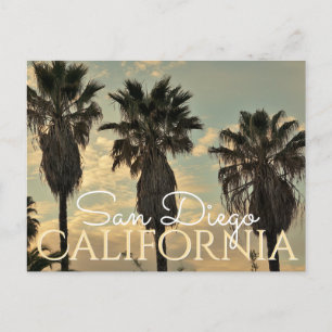 Cartão Postal Estilo Vintage Palm Trees San Diego California