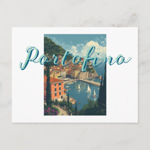 Cartão Postal Estilo Vintage Portofino Genova Itália