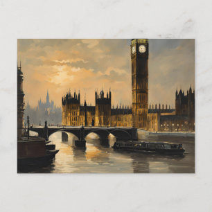 Cartão Postal Estilo Vintage Viagem a Londres Big Ben Parlamento