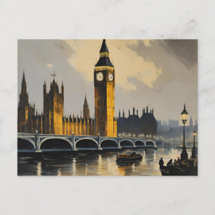 Cartão Postal Estilo Vintage Viagem a Londres Big Ben Parlamento