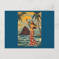 Estilo Vintage Viagem Honolulu Médio Havaiano - Pa