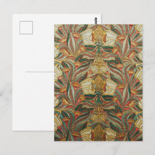 Cartão Postal Estilo William Morris Rosa Verde Botânico