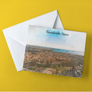 Cartão Postal Estiloso Vintage Thessaloniki Grécia Europa Egeu