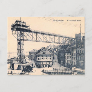 Cartão Postal Estocolmo, elevador Katarinahissen, 1919, Pos