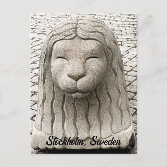 Cartão Postal Estocolmo - Suecia Stone Lion Old Town Personalize (Frente)