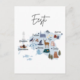 Cartão Postal Estonia travel map