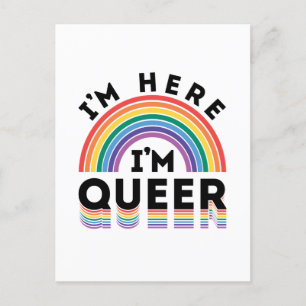 Cartão Postal Estou aqui, sou o Queer Orgulho gay Mês Rainbow