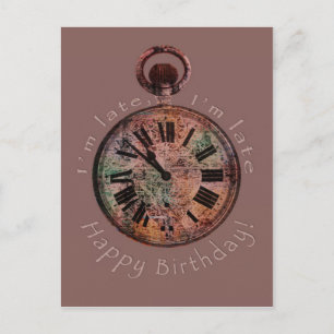 Cartão Postal Estou atrasado, estou atrasado e atrasado.