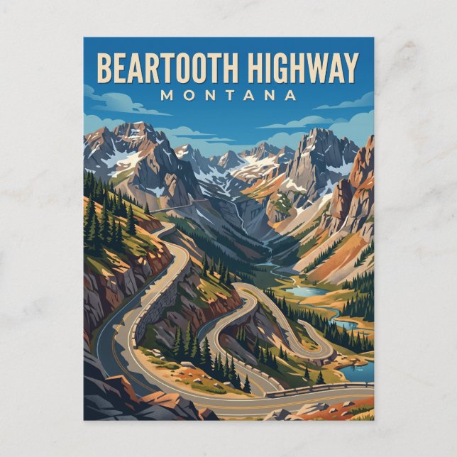 Cartão Postal Estrada Beartooth Montana (Frente)