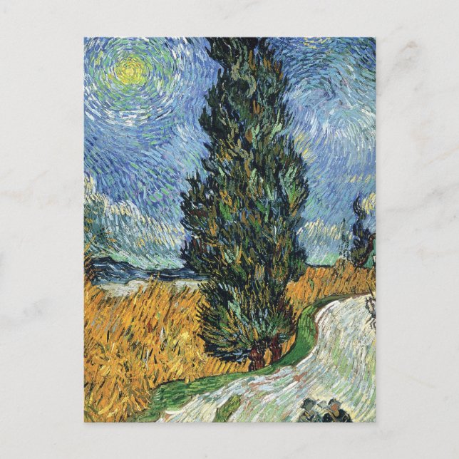 Cartão Postal Estrada Com Ciprestes Impressionismo Van Gogh (Frente)