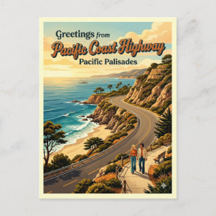 Cartão Postal Estrada da Costa do Pacífico Pacific Palisades Est