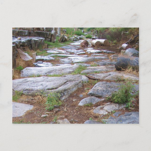 Cartão Postal Estrada romana antiga na cidade de Ephesus, Turqui (Frente)