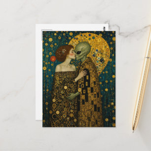 Cartão Postal Estrangeiro e Mulher Apaixonados Klimt