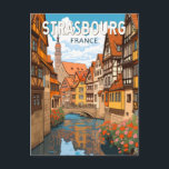 Cartão Postal Estrasburgo França Viagem Arte Vintage<br><div class="desc">Estrasburgo design de viagem retro vetorial. Estrasburgo é a cidade capital da região do Grande Leste,  anteriormente Alsácia,  no nordeste da França.</div>
