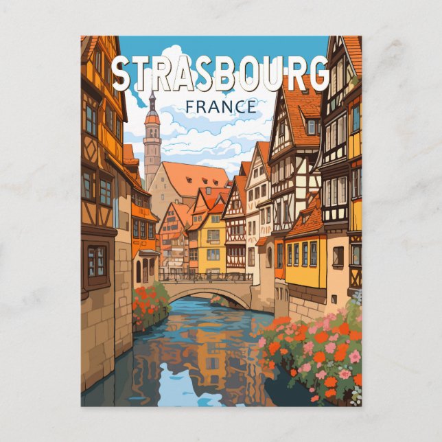 Cartão Postal Estrasburgo França Viagem Arte Vintage (Frente)