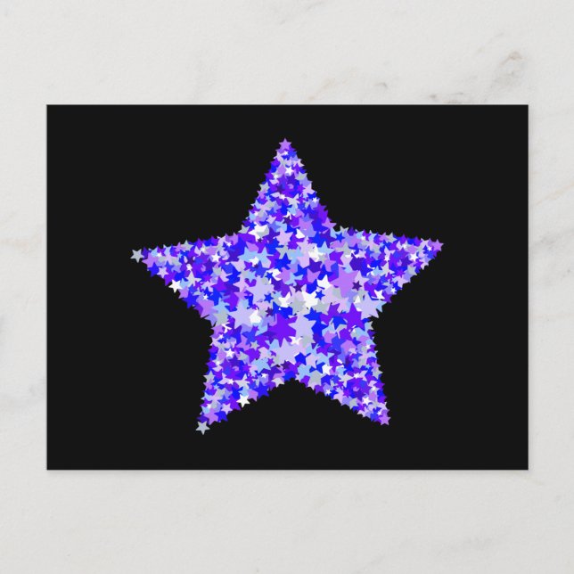 Cartão Postal Estrela Azul e Púrpura das Estrelas (Frente)