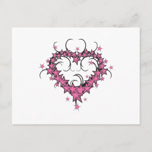 Cartão Postal estrela da forma cardíaca tatuagem design