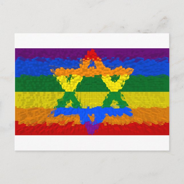 Cartão Postal Estrela de Davi - Judaico - Orgulho Gay (Frente)