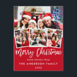 Cartão Postal Estrela de Escova Feliz Natal 4 Foto Vermelho<br><div class="desc">Cartão-postal vermelho Feliz de Natal - 4 fotos</div>