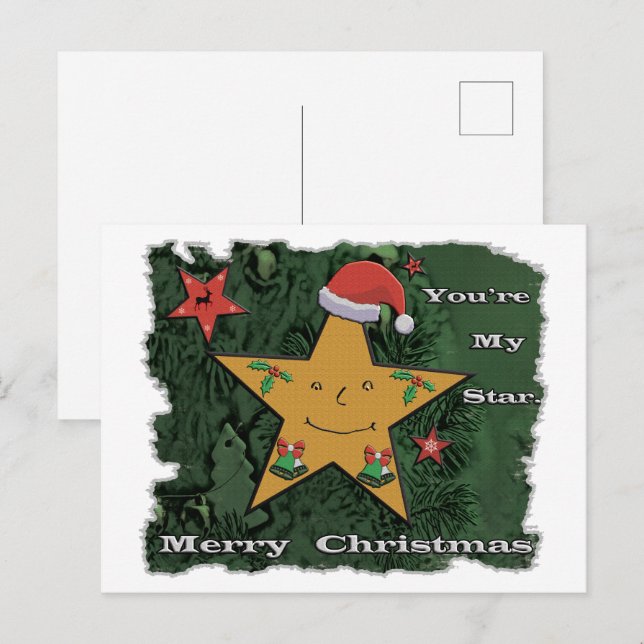 Cartão Postal Estrela de pão de Natal feliz (Frente/Verso)