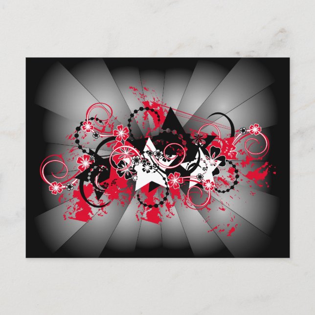 Cartão Postal estrela design floral (Frente)