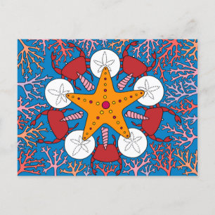 Cartão Postal Estrela do Mar e Coral