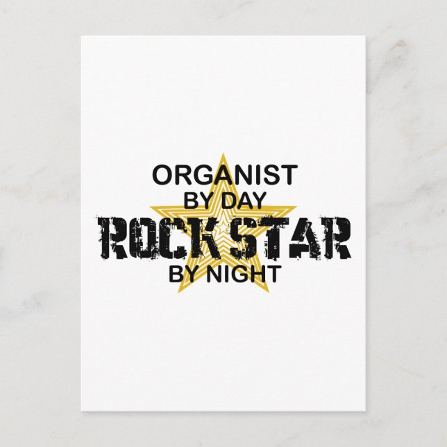 Cartão Postal Estrela do rock do organista em a noite (Frente)