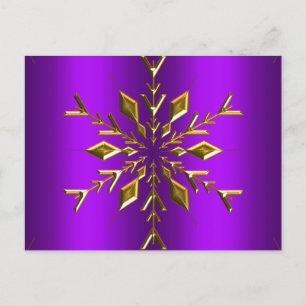 Cartão Postal Estrela Dourada de Floco de Neve no Natal Puro