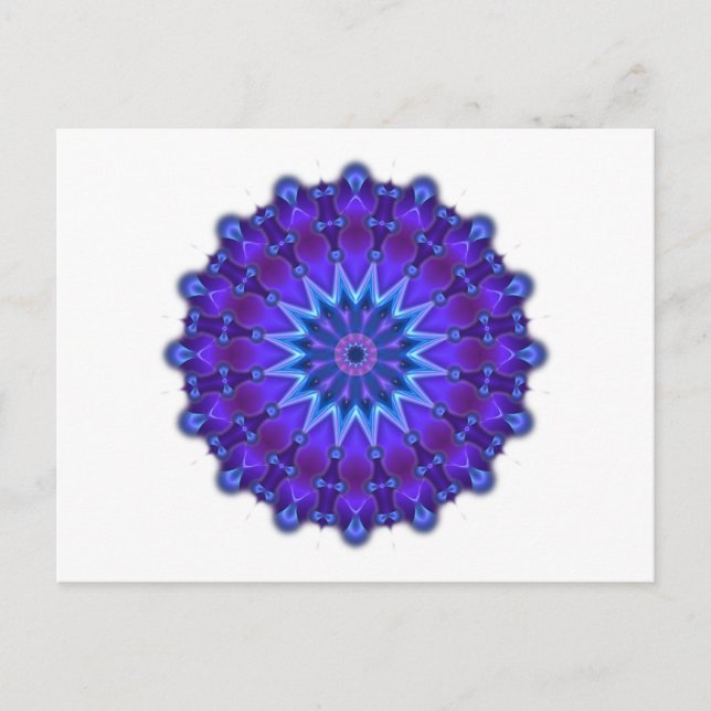 Cartão Postal Estrela Mandala em azul (Frente)