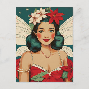 Cartão Postal Estrela Pin-Up Tropical de Natal dos Anos 50